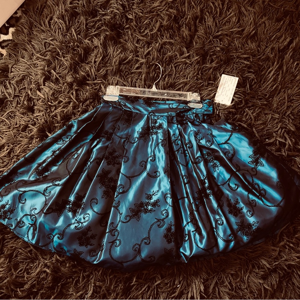 VTG Y2K puff tailored taffeta burnout velvet metallic mini skirt nwot designer